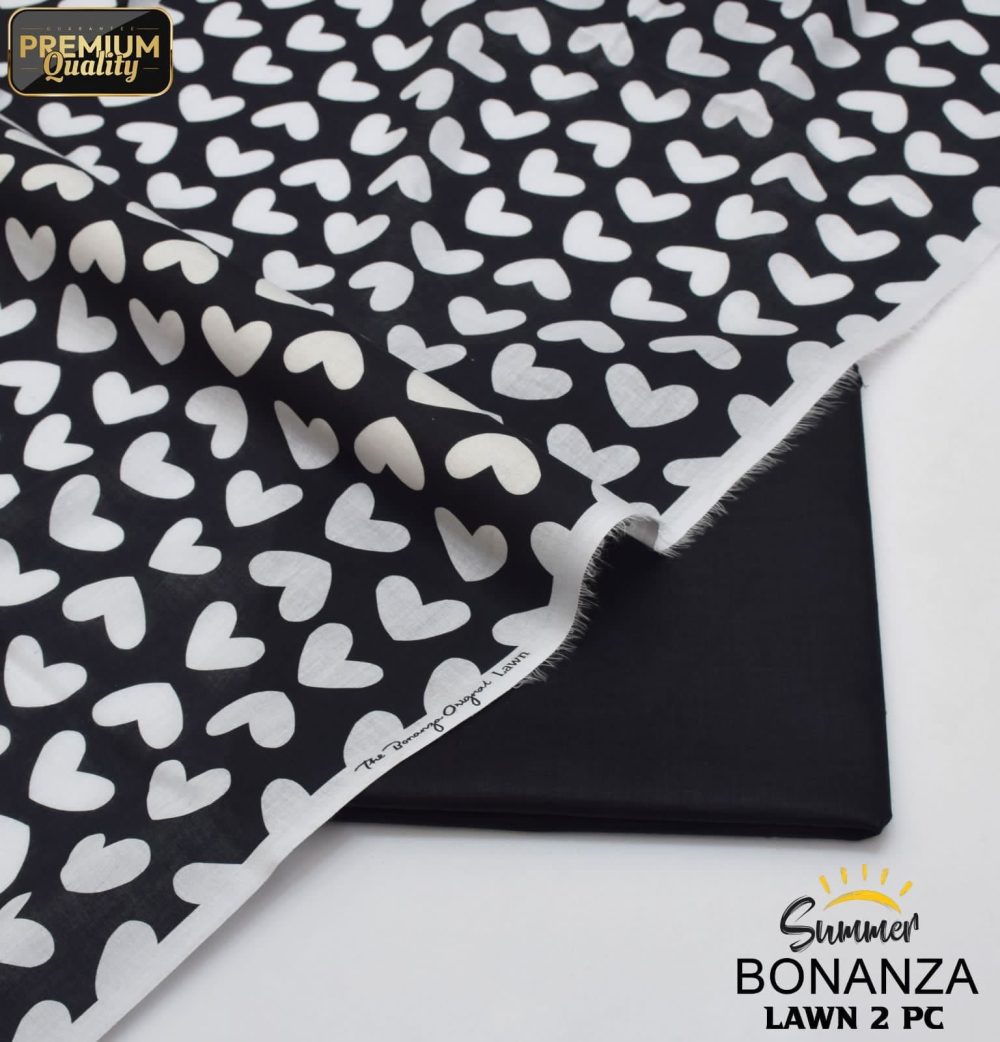 Bonanza Unstitched Monochrome Printed 2 Piece Lawn Suit