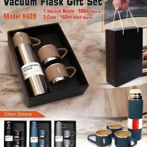 3-in-1 Stainless Steel Flask Set – Double-Layer Thermos Bottle with 3 Drinking Cups