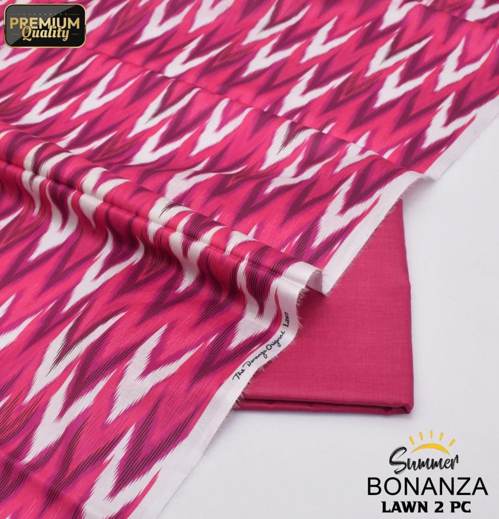 Bonanza Unstitched Pink Floral 2 Piece Lawn Suit