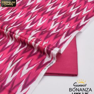 Bonanza Unstitched Pink Floral 2 Piece Lawn Suit