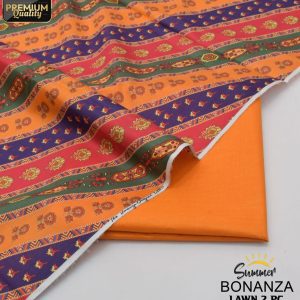 2 Piece Bonanza Printed Lawn Unstitched Suit Orange