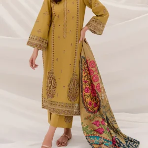 Embroidered 3pc Lawn Dress With Printed Munar Dupatta