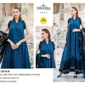 Maria B Unstitched Blue Embroidered 3 Piece Lawn Suit