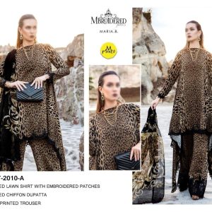 Maria B Unstitched Brown Embroidered 3 Piece Lawn Suit
