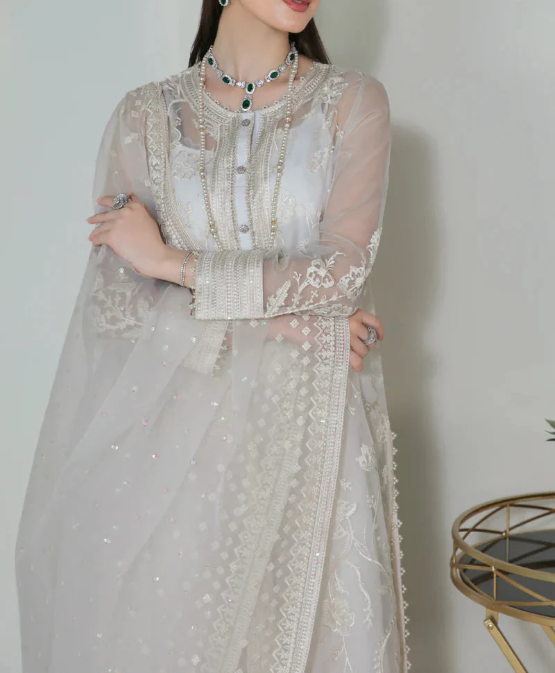 Unstitched 3-Piece Embroidered Organza Dress - Image 4