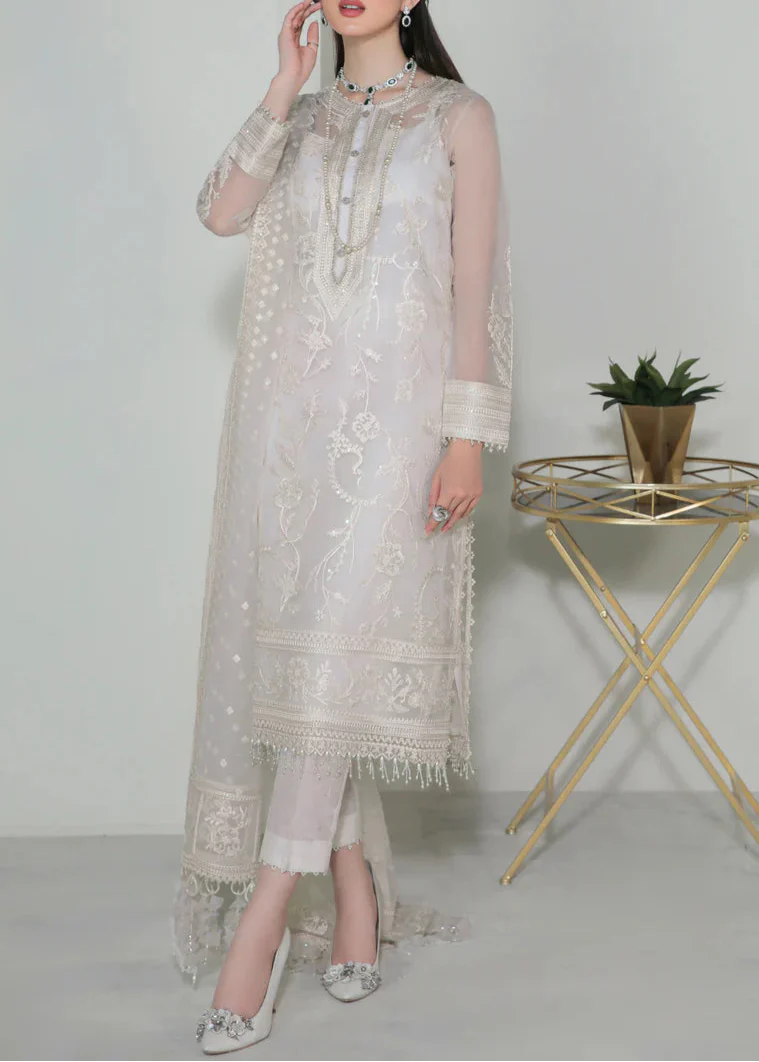 Unstitched 3-Piece Embroidered Organza Dress