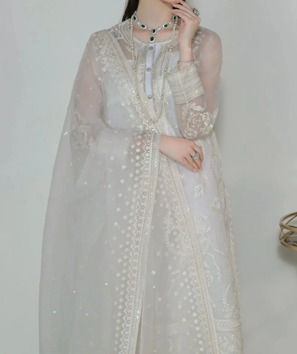 Unstitched 3-Piece Embroidered Organza Dress - Image 3