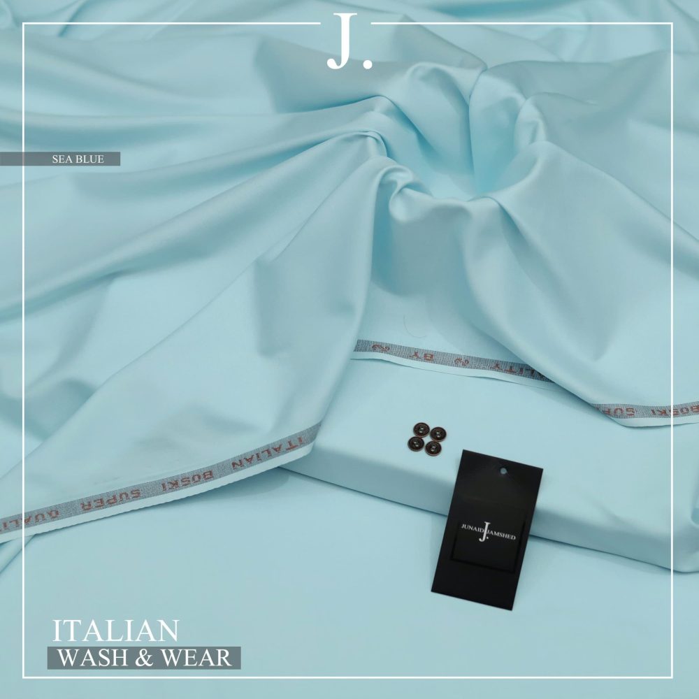 Italian Silk Suit for Men – Junaid Jamshed Sea Blue Color