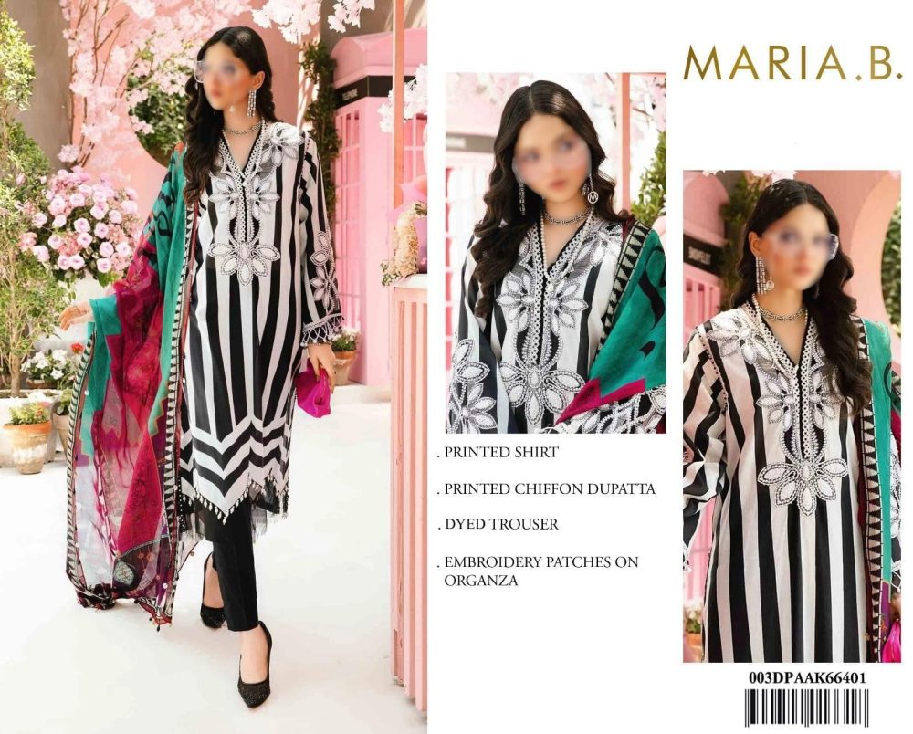 Maria B Unstitched Printed Spangle 3 Piece Lawn Suit