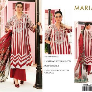 Maria B Unstitched Red Spangle 3 Piece Lawn Suit