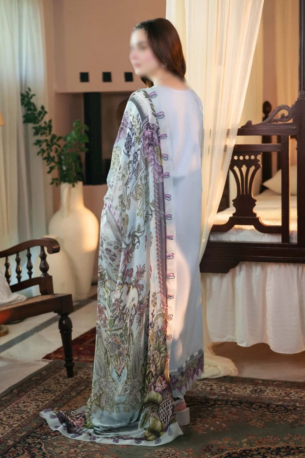 Luxury Unstitched Cambric 3 Piece Cotton Suit Embroidered - Image 3