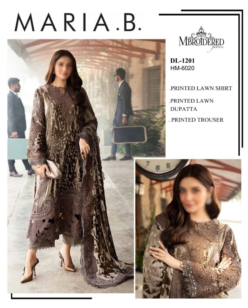 Maria.B's Unstitched Peach Embroidered 3 Piece Lawn Suit