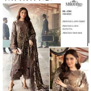 Maria.B's Unstitched Peach Embroidered 3 Piece Lawn Suit