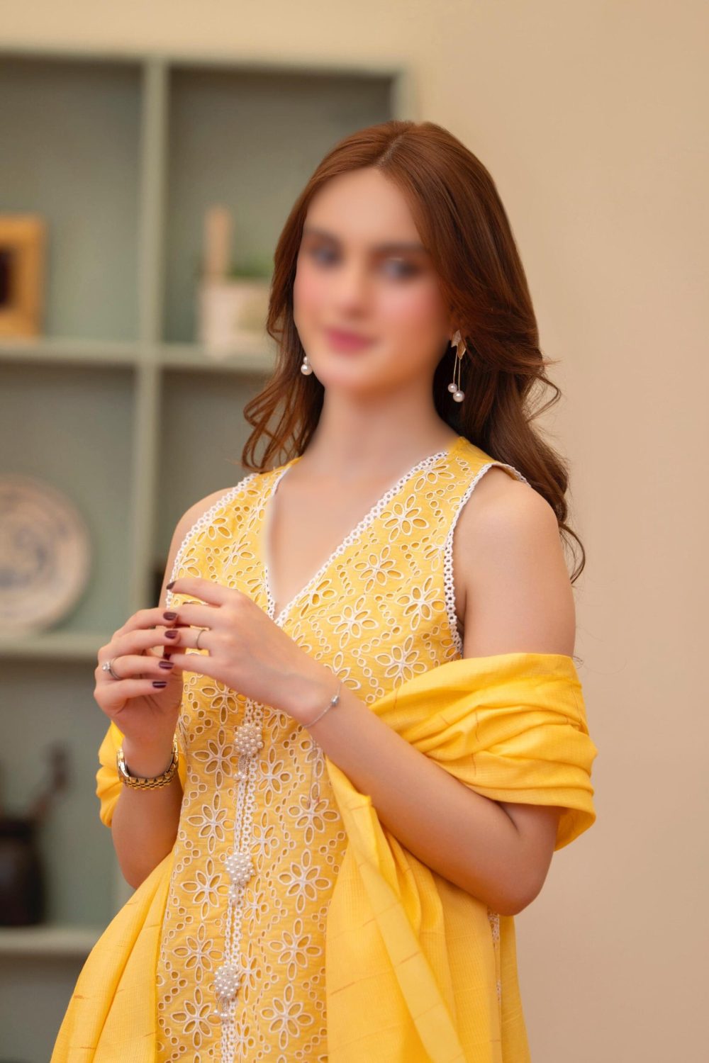 Merakhi Unstitched Yellow Embroidered 3 Piece Lawn Suit - Image 2