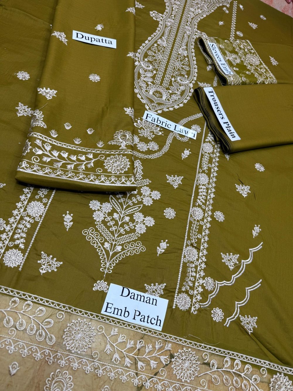 Qalamkar Unstitched Embroidered 3 Piece Lawn Suit - Image 7