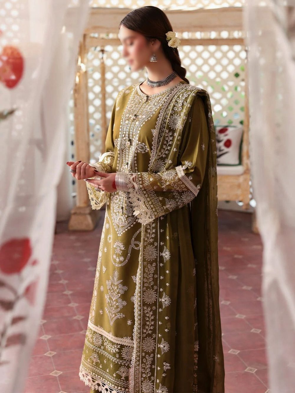 Qalamkar Unstitched Embroidered 3 Piece Lawn Suit - Image 4