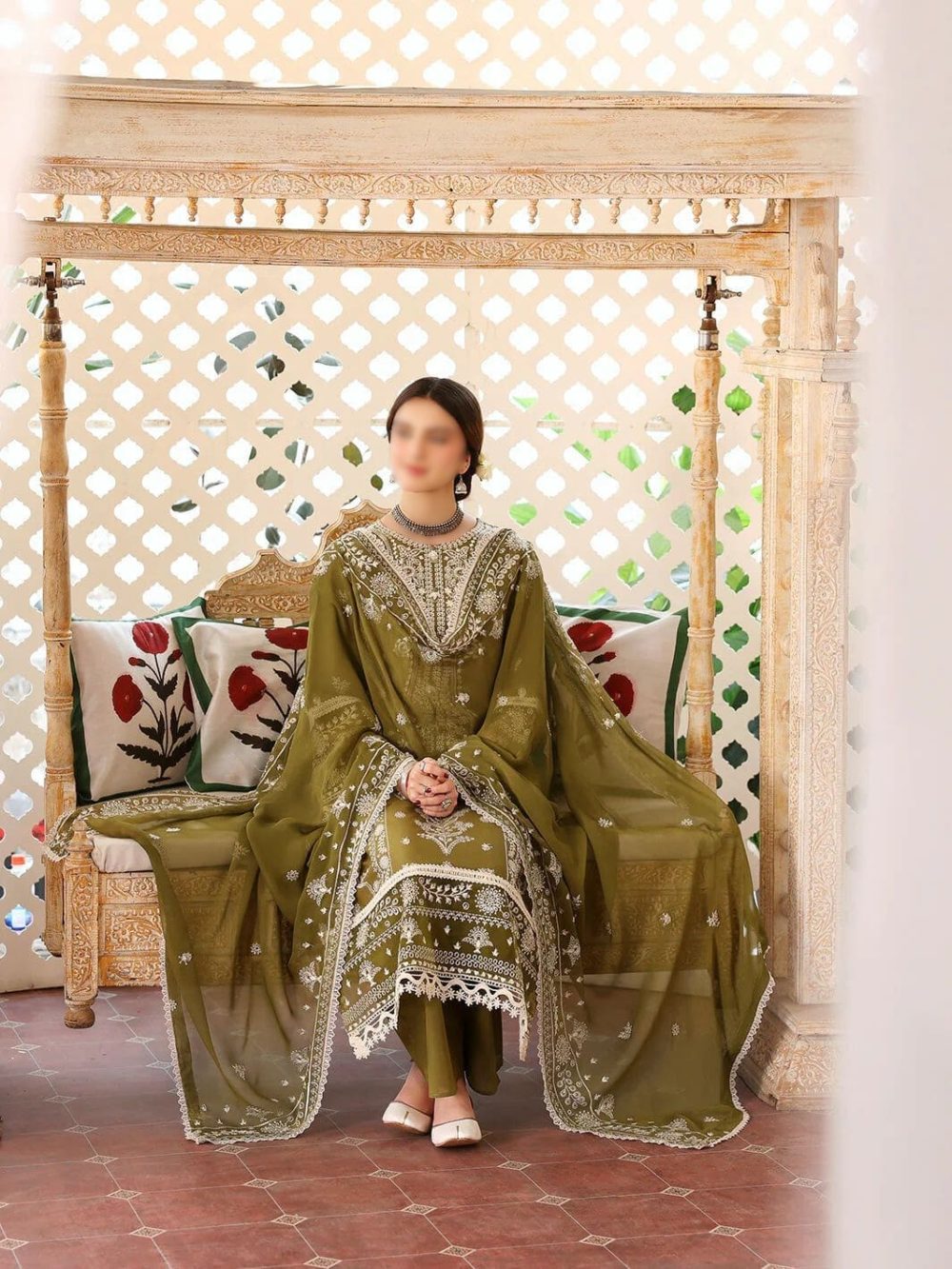 Qalamkar Unstitched Embroidered 3 Piece Lawn Suit - Image 2
