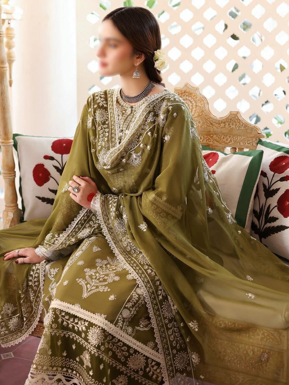 Qalamkar Unstitched Embroidered 3 Piece Lawn Suit - Image 5