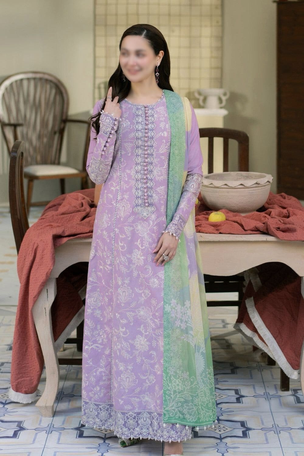 Bana Dora Unstitched Printed 3 Piece Lawn Suit (Embroidered)