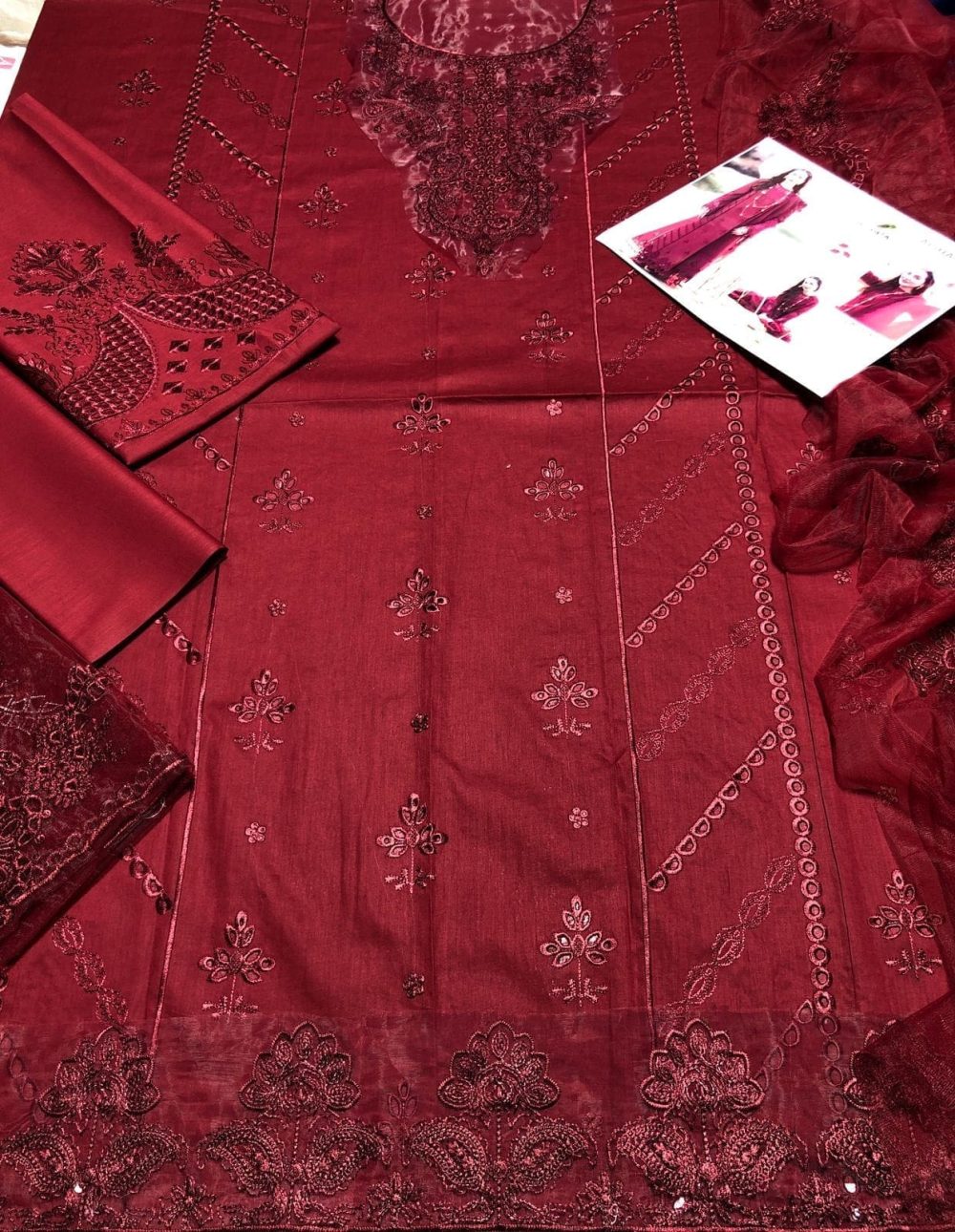 Qalamkar Unstitched Embroidered 3 Piece Lawn Suit - Image 5
