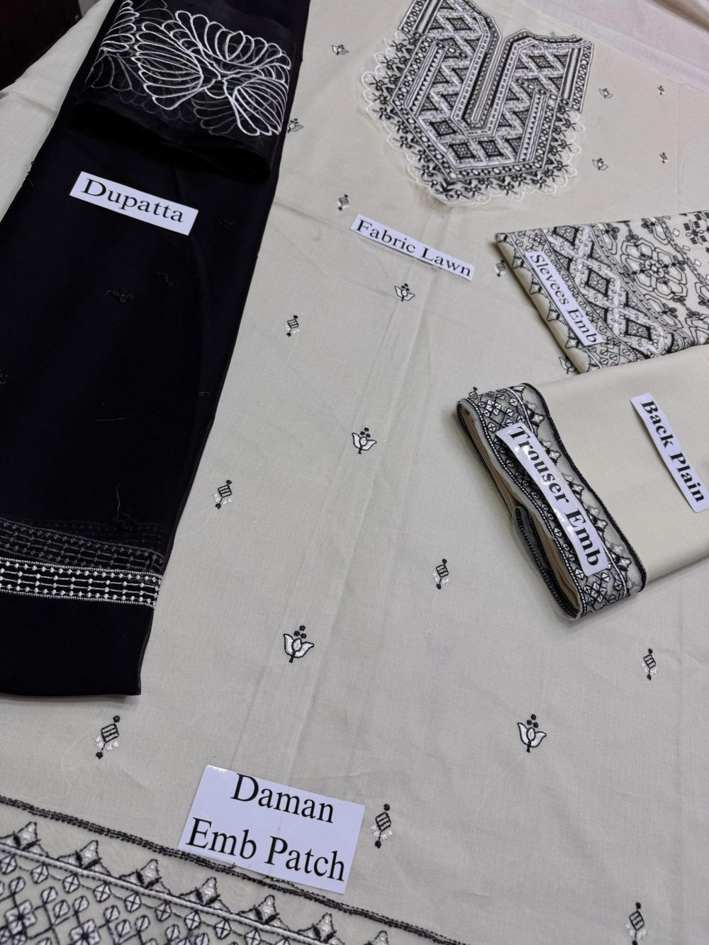 Qalamkar Unstitched 3pc Embroidered Cambric Suit - Image 8
