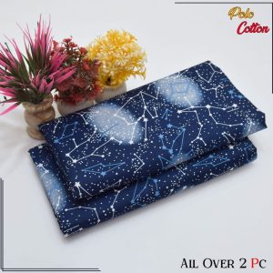 Floral Unstitched Blue Starlink 2 Piece Cotton Suit