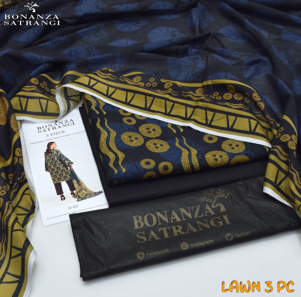 Bonanza Satrangi Lawn 3-Piece Suit – Unstitched Summer Collection 2025