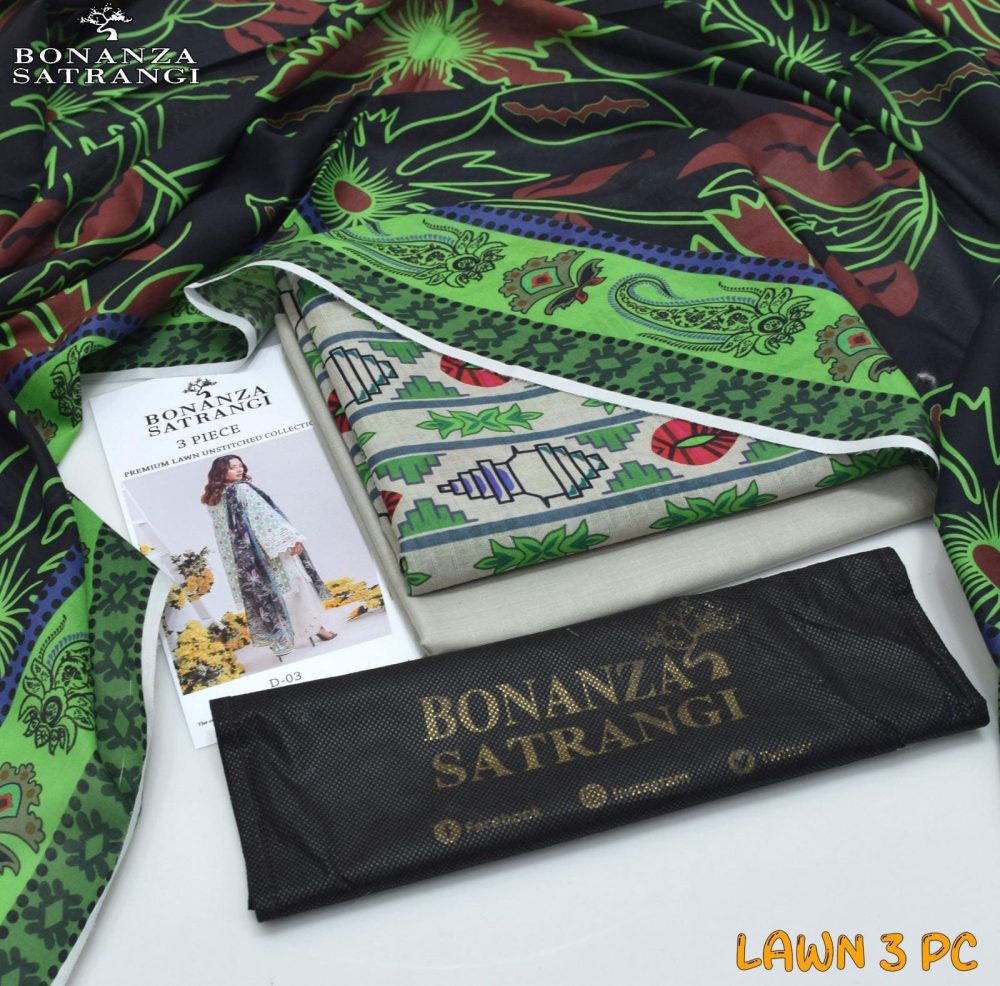 Bonanza Satrangi Unstitched Perot Airjet 3 Piece Lawn Suit