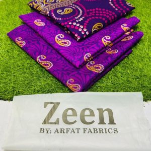Zeen Unstitched Purple Printed 3 Piece Lawn Suit