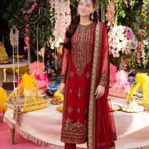 Asim Jofa unstitched embroidered chiffon suit with 4-side lace dupatta