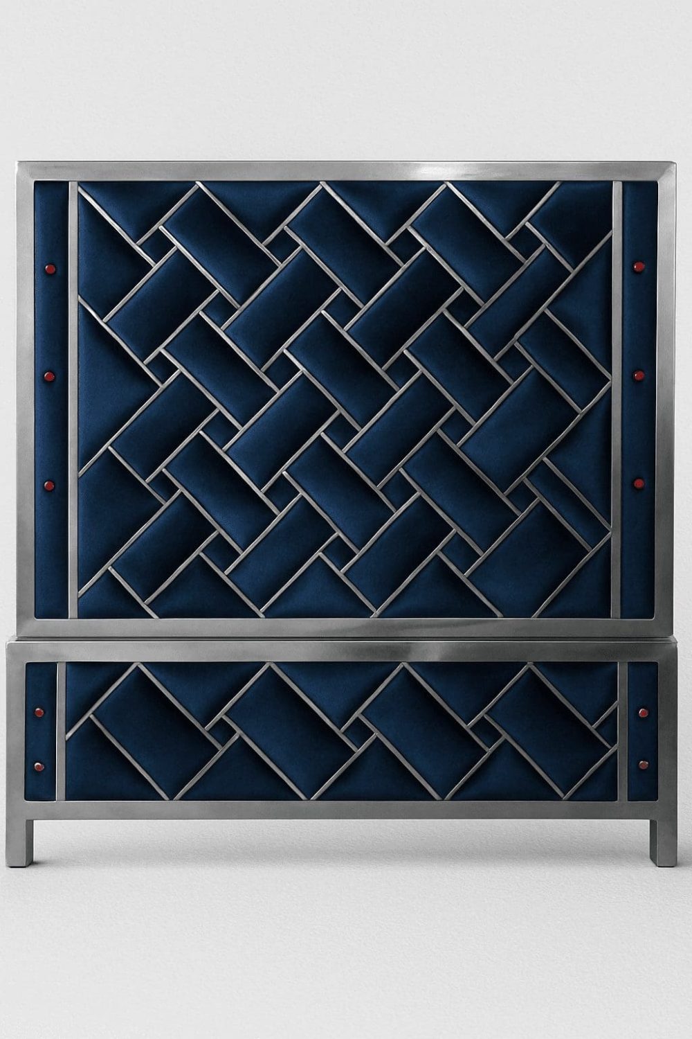 Blue stainless steel king size bed with modern design and durable double bed frame