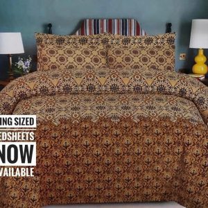 Luxury brown cotton 3-piece bed sheet set with king size sheet and matching pillow covers