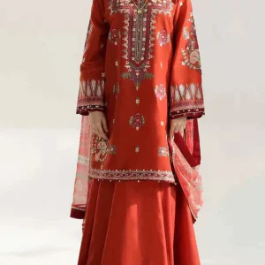 Embroidered 3pc Lawn Dress With Printed Munar Dupatta