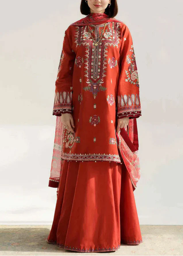 Embroidered 3pc Lawn Dress With Printed Munar Dupatta