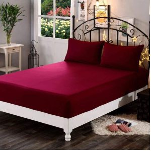 Waterproof Mattress Cover In Terry Cotton Maroon G-813
