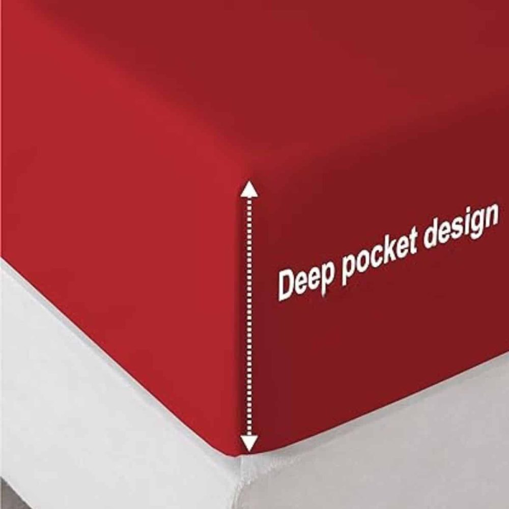 Waterproof Mattress Cover In Terry Cotton Maroon G-813 - Image 4