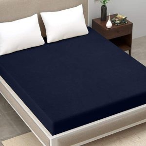 Navy Blue Waterproof Terry Cotton Mattress Protector