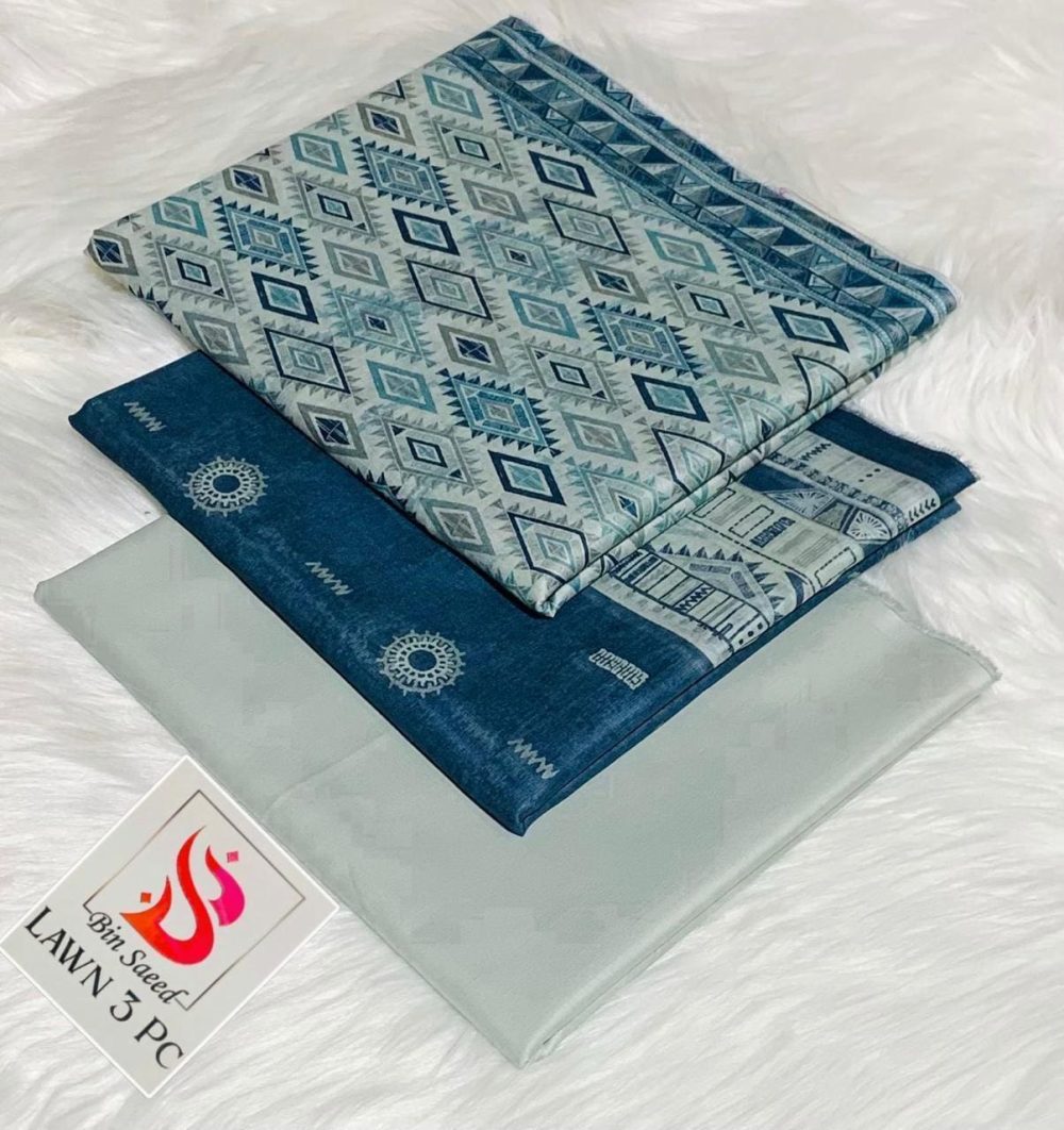 Bin Saeed Unstitched Zink Airjet 3 Piece Lawn Suit (Digital Printed)