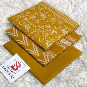Bin Saeed Unstitched Mustard Airjet 3 Piece Lawn Suit (Digital Printed)
