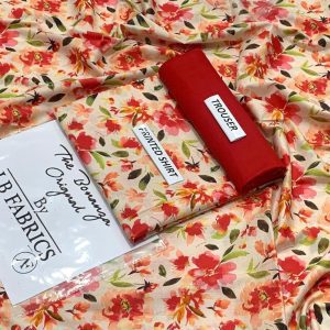 Light floral printed unstitched lawn suit for summer by Bonanza – 2 piece fabric set for women