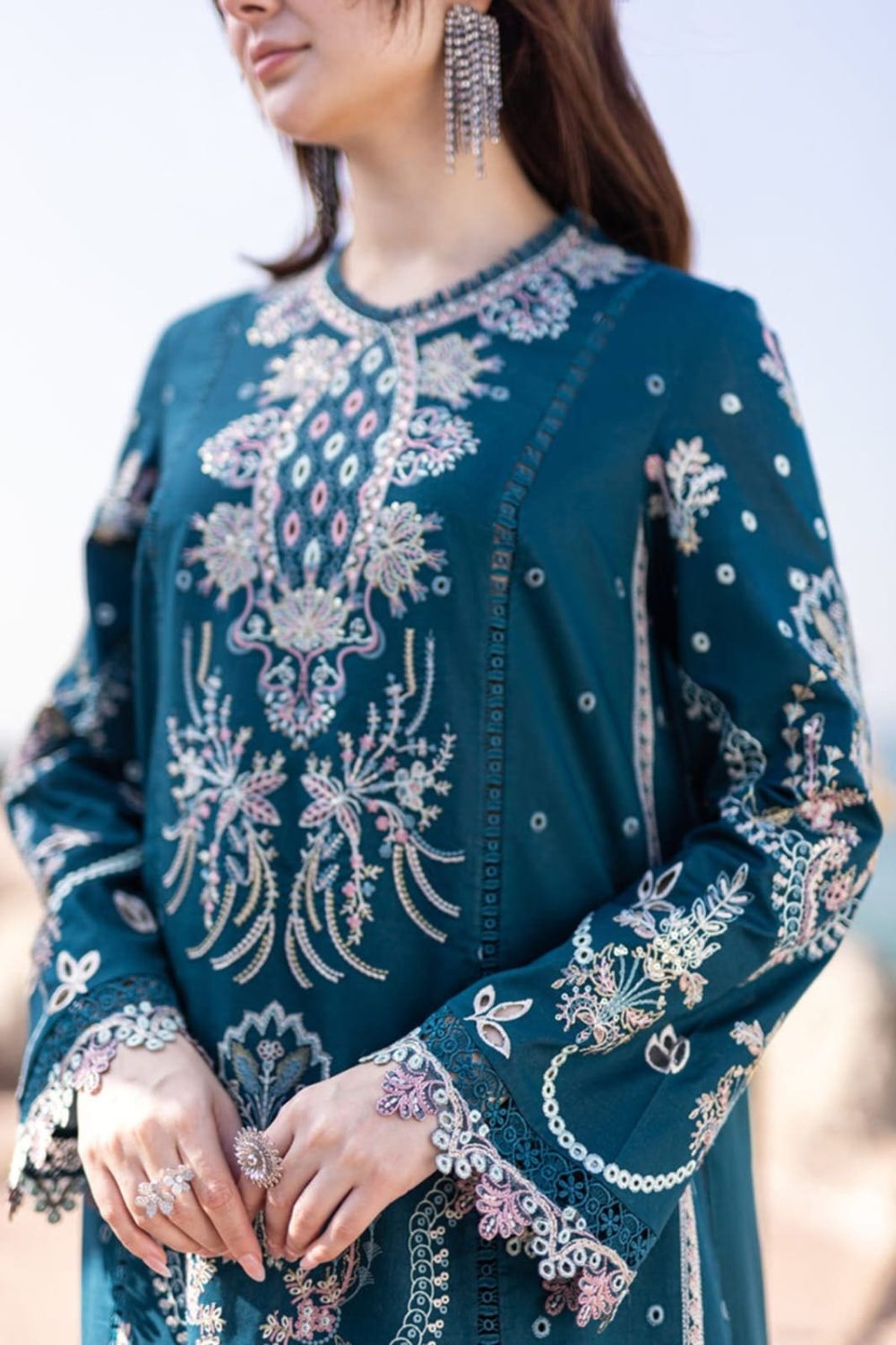 Qalamkar Unstitched Premium Embroidered 3 Piece Lawn Suit - Image 2