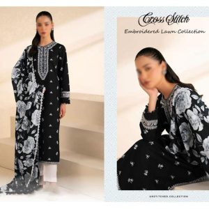 Pakistani unstitched lawn suit for women – 3PC with embroidered front