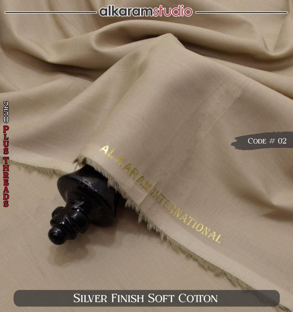 Alkaram Black Soft Cotton Fabric – 100% Pure Code#02