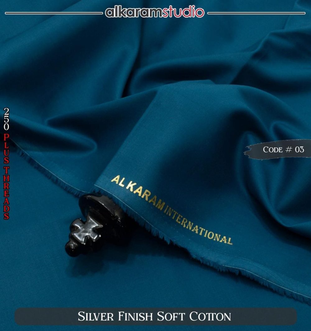 Alkaram Black Soft Cotton Fabric – 100% Pure Code#03