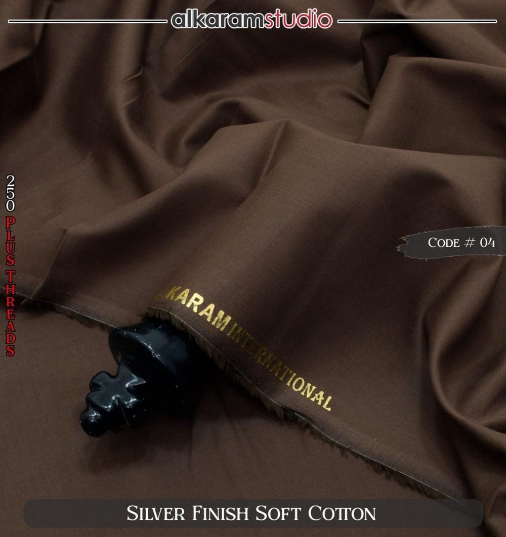 Alkaram Black Soft Cotton Fabric – 100% Pure Code#04