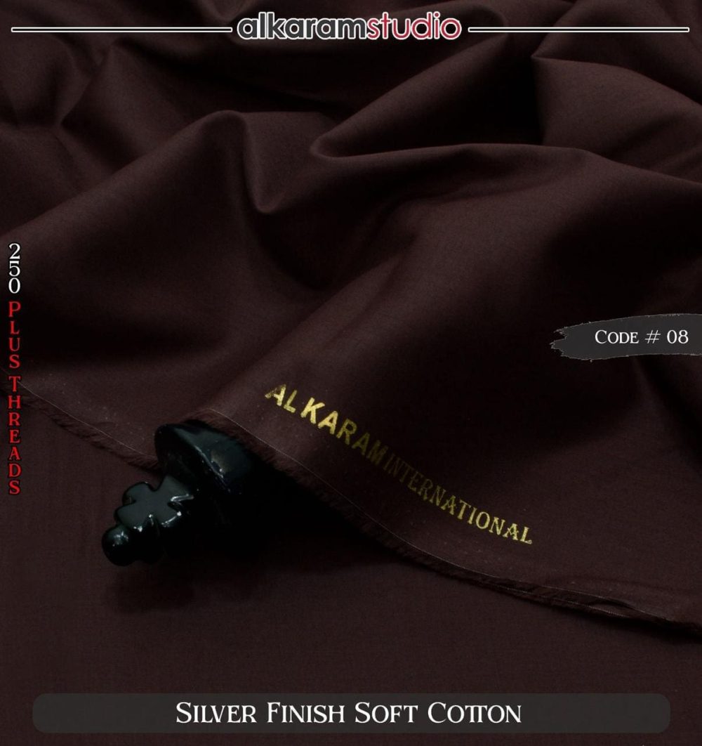 Alkaram Black Soft Cotton Fabric – 100% Pure Code#08