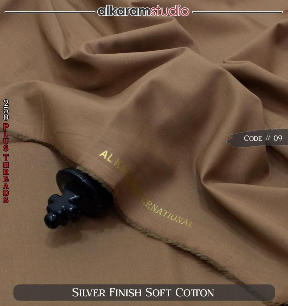 Alkaram Black Soft Cotton Fabric – 100% Pure Code#09