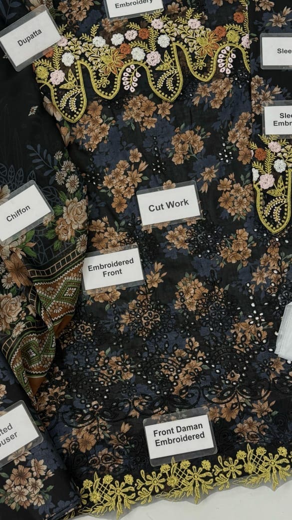 Asifa Nabil Unstitched 3 Piece Embroidered Lawn Suit with Chiffon Dupatta - Image 2