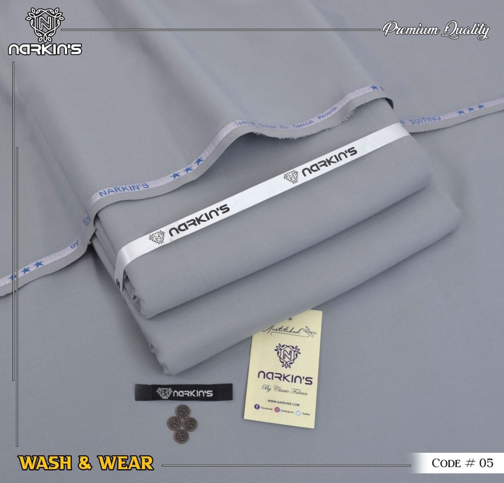 Narkins Silver Wash & Wear Suit for Men – Premium Summer 2025 Collection