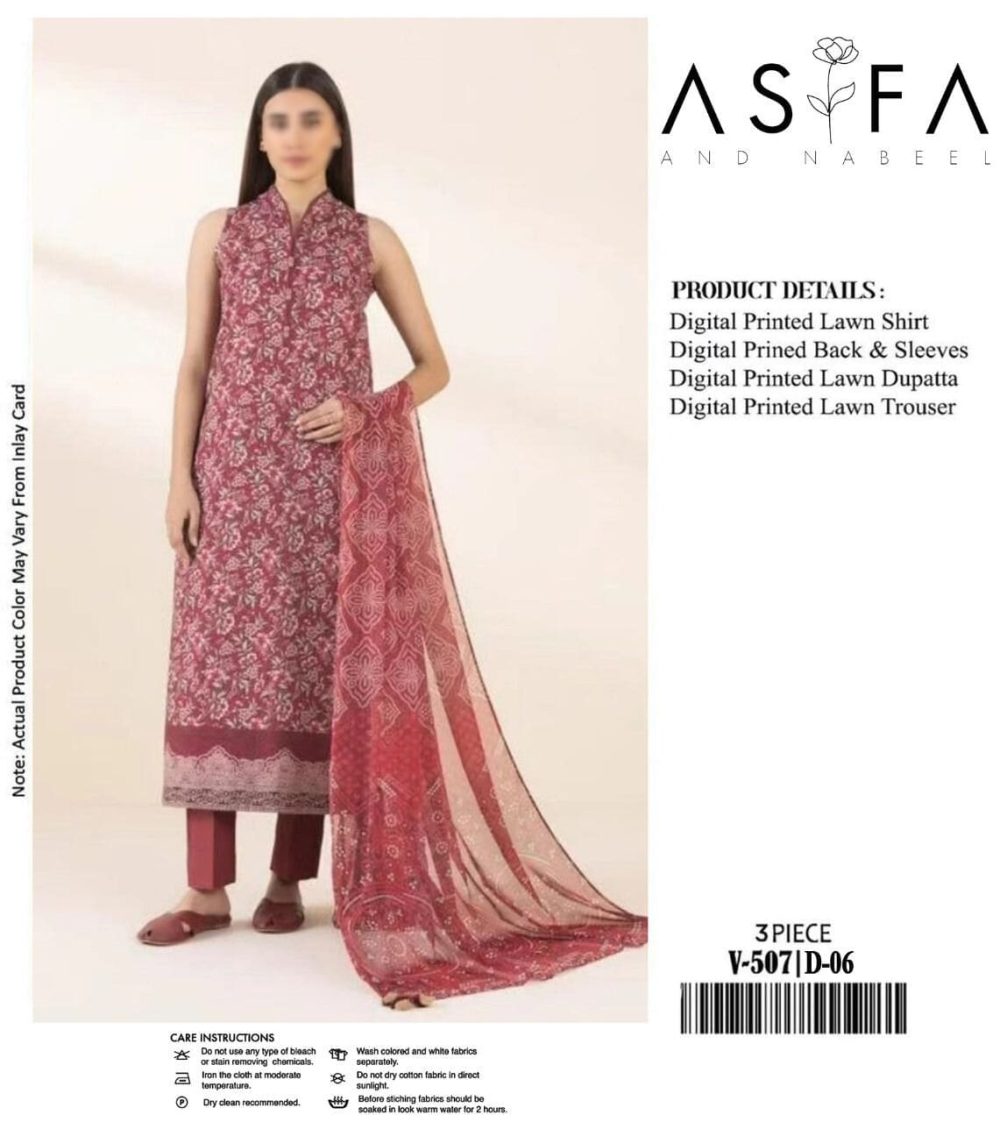 Asifa & Nabeel – Embroidered Multi Color Lawn Suit with Voile Dupatta - Image 8